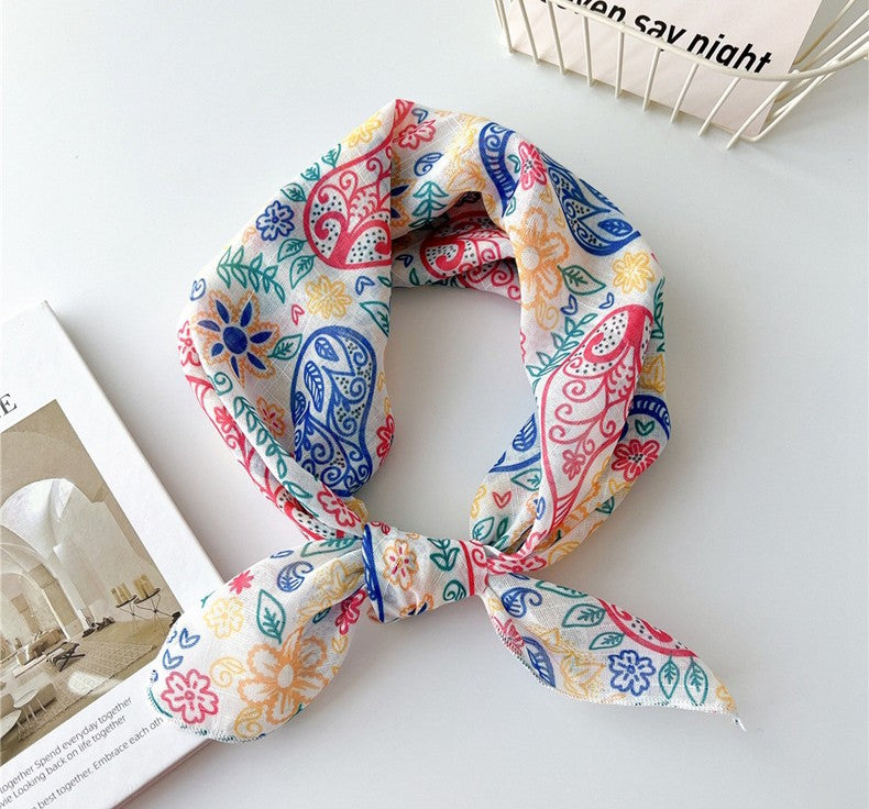 Floral paisley print square scarf