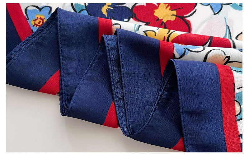 Navy flowers square scarf