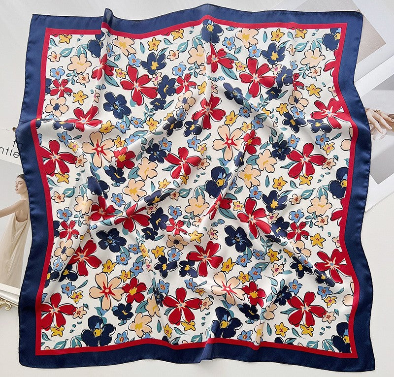 Navy flowers square scarf
