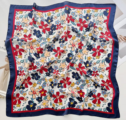 Navy flowers square scarf