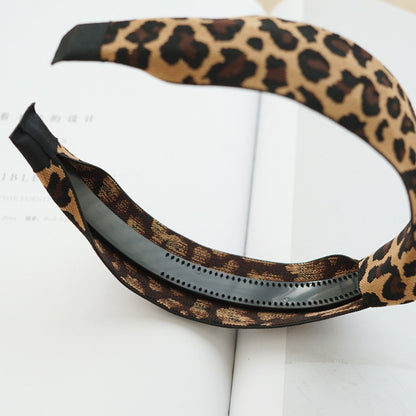 Black brown leopard print knotted headband