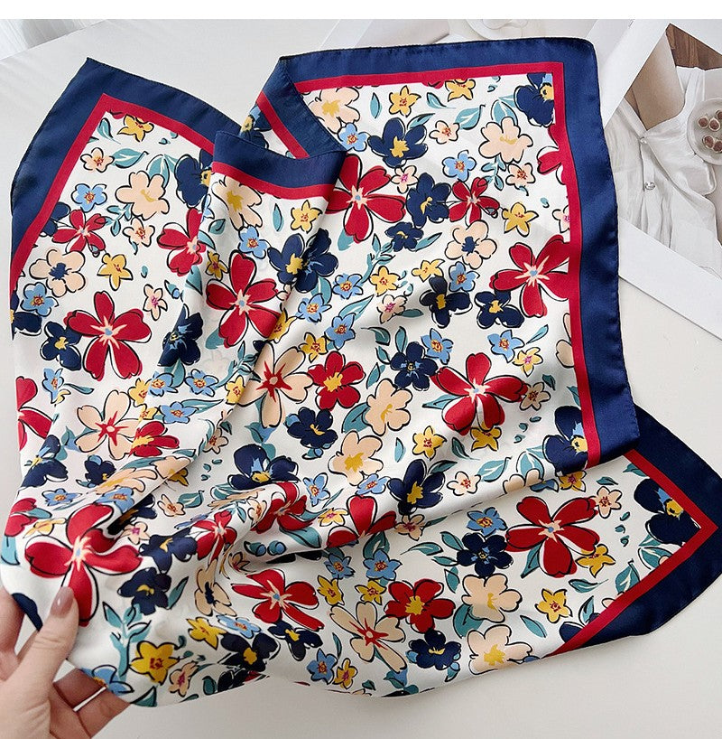 Navy flowers square scarf