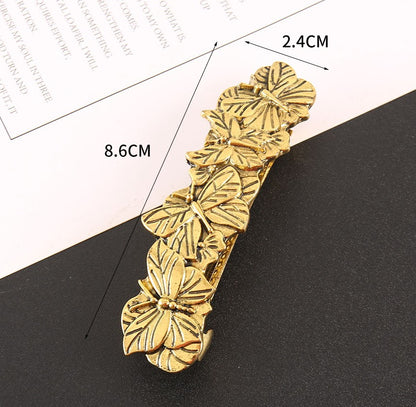 Antique metallic butterflies large hair barrette
