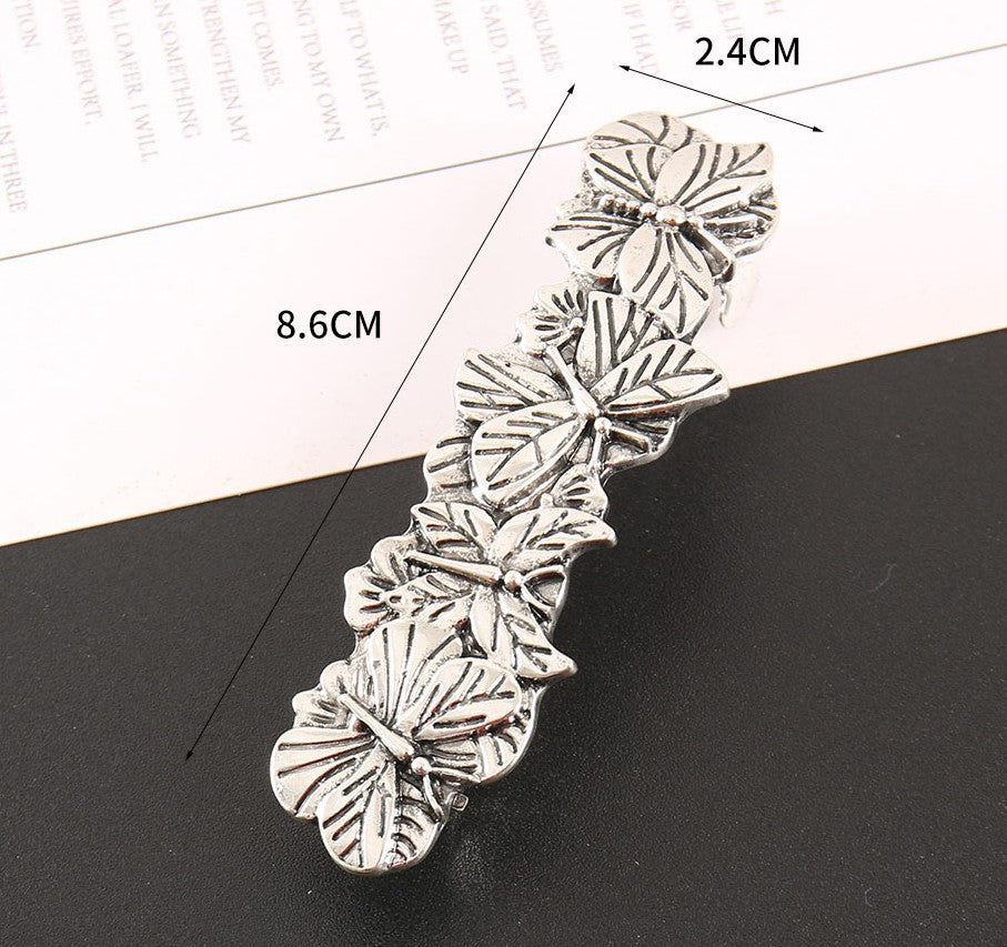 Antique metallic butterflies large hair barrette