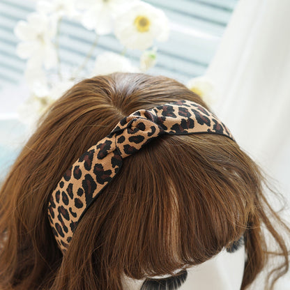 Black brown leopard print knotted headband