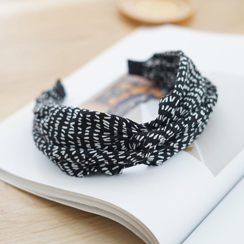 Twist top black white gingham headband