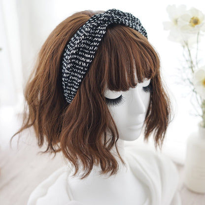 Twist top black white gingham headband