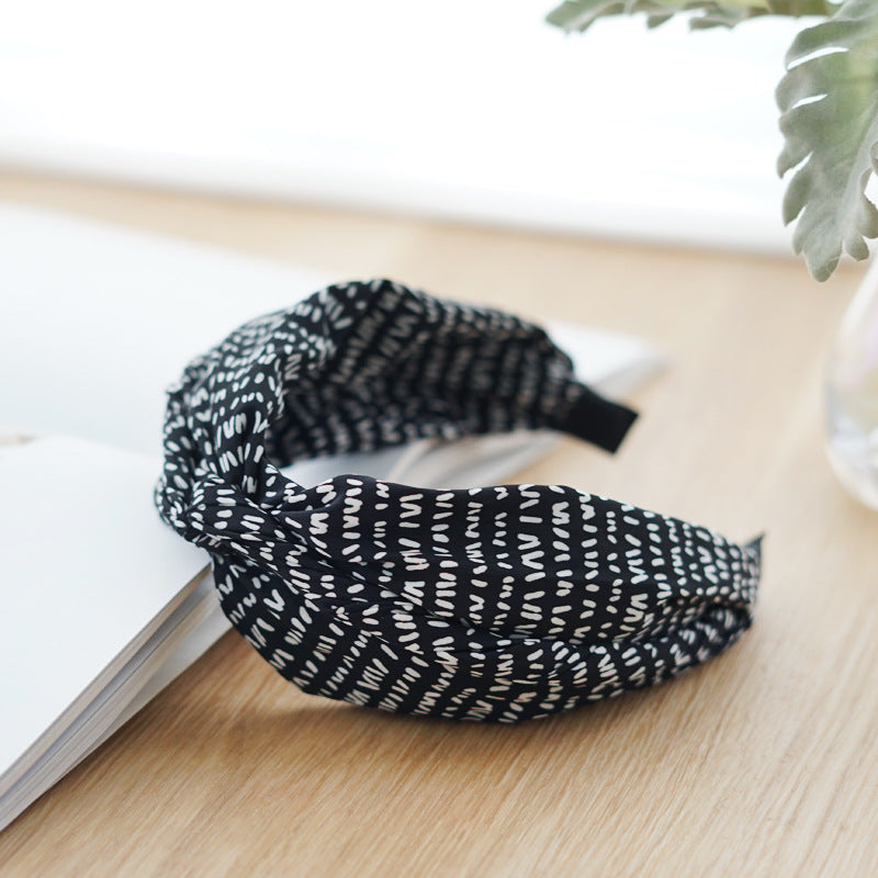 Twist top black white gingham headband