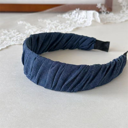 Ruched denim wide headband