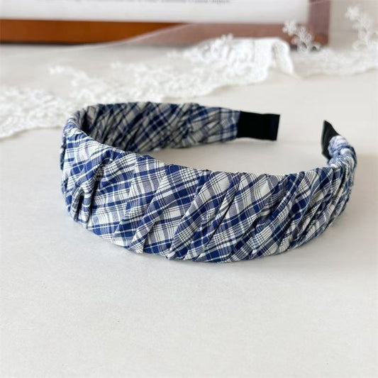 Ruched denim wide headband