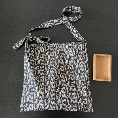 Black cheetah liberty cotton tote bag / shoulder bag