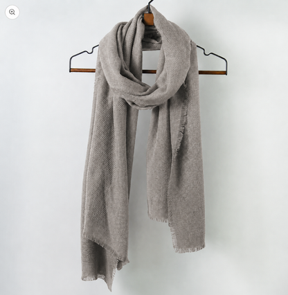 Fringe edged corrugated thick long scarf