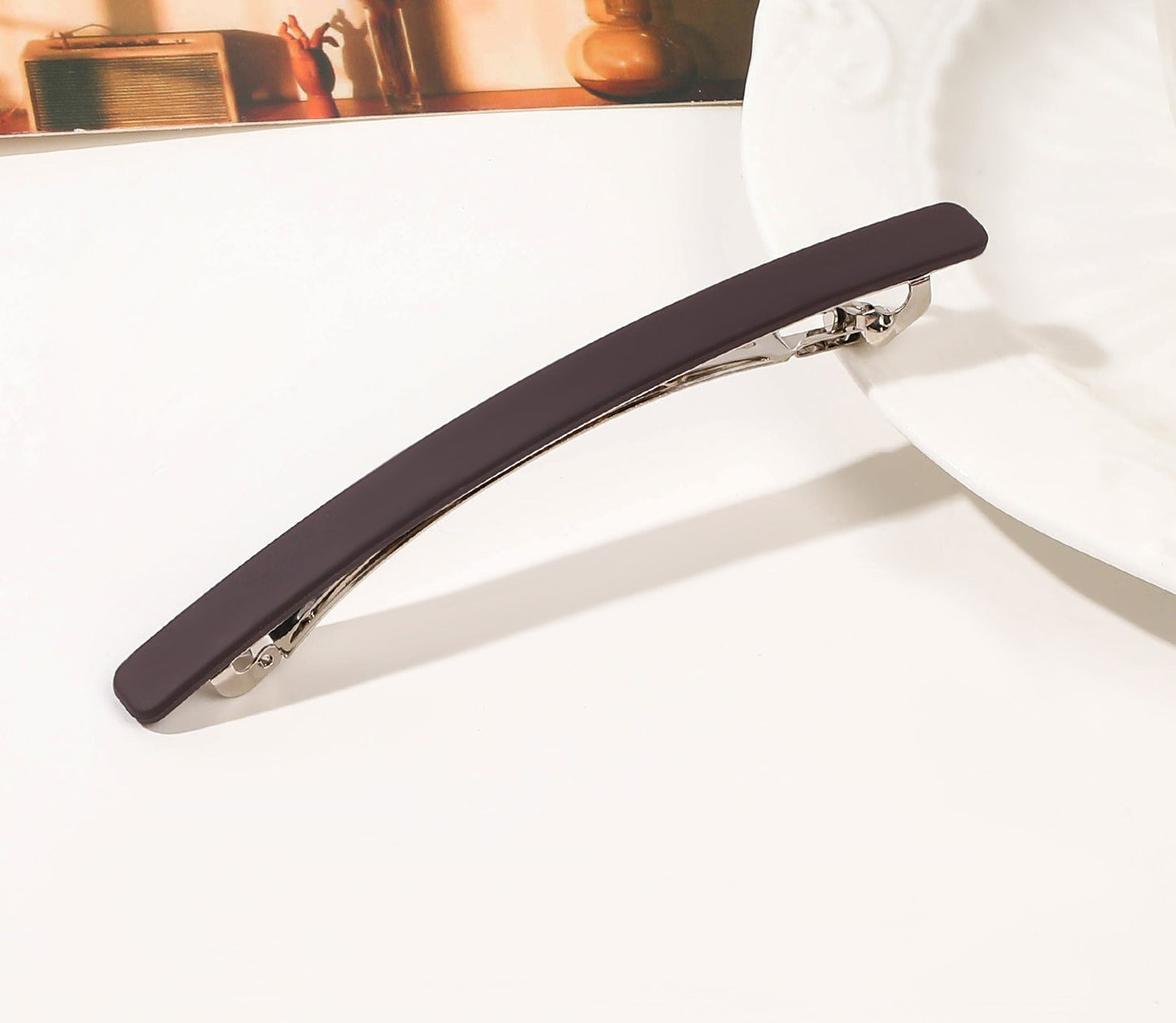 Slim matte resin hair barrette