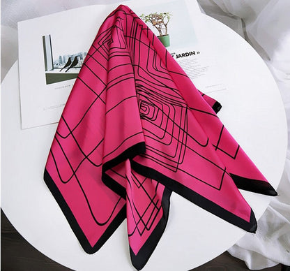 Black framed hot pink square scarf