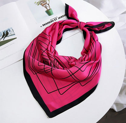 Black framed hot pink square scarf