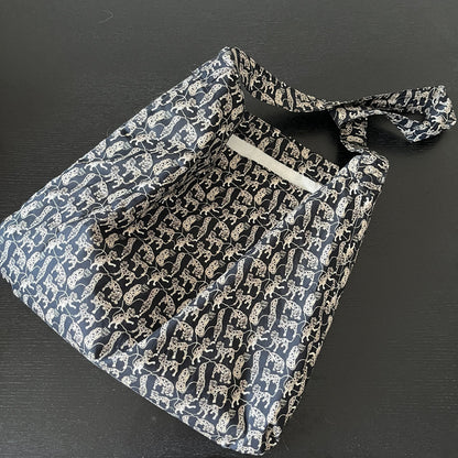 Black cheetah liberty cotton one handle bag