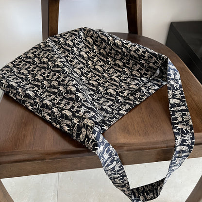 Black cheetah liberty cotton one handle bag