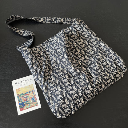 Black cheetah liberty cotton one handle bag