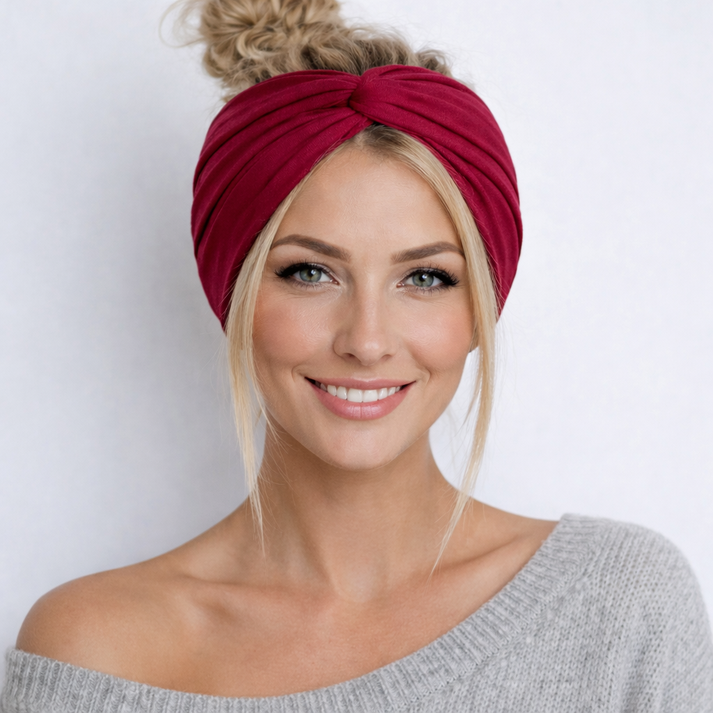 Super wide twist front stretchy headband