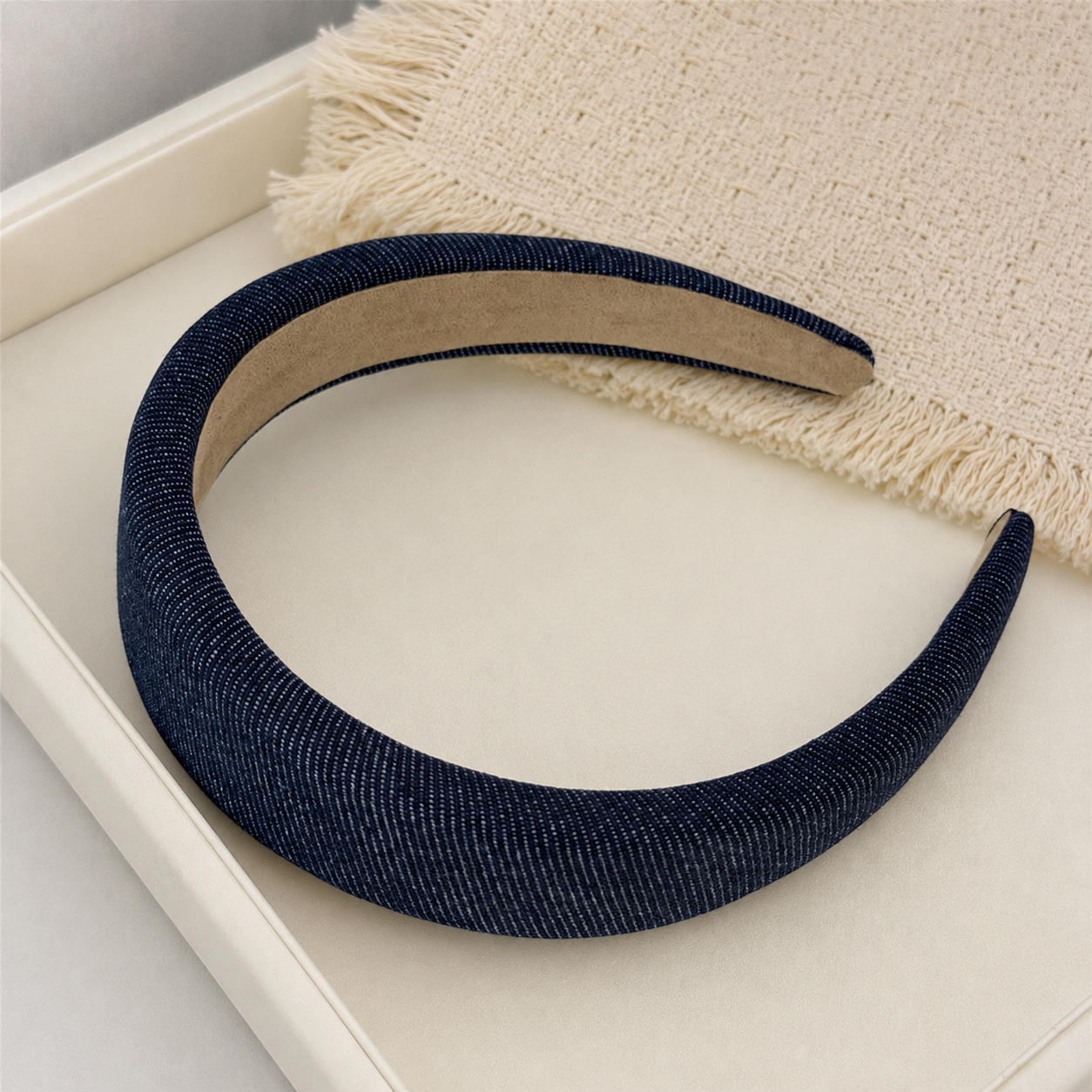 Denim thinly padded headband