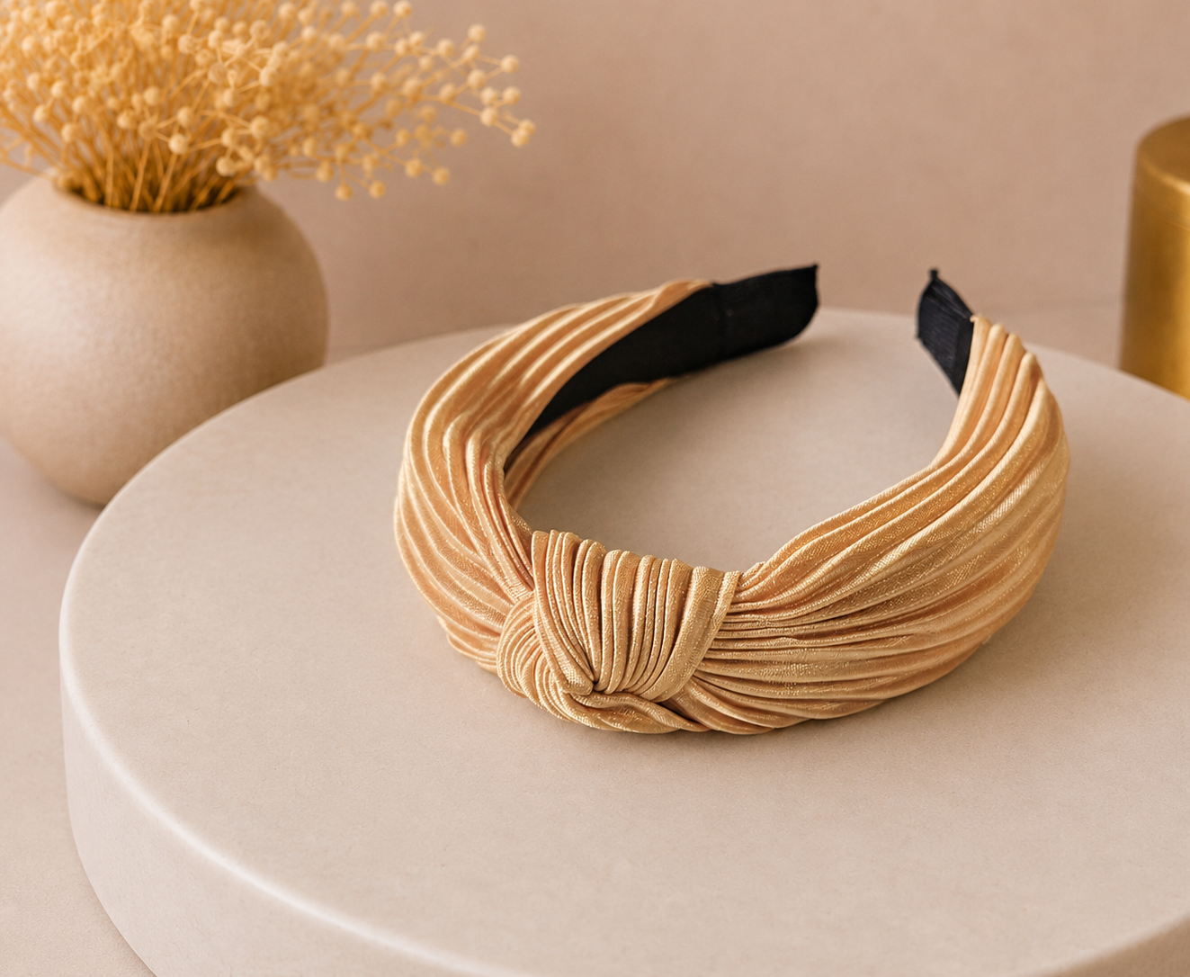 Pleated knotted headband
