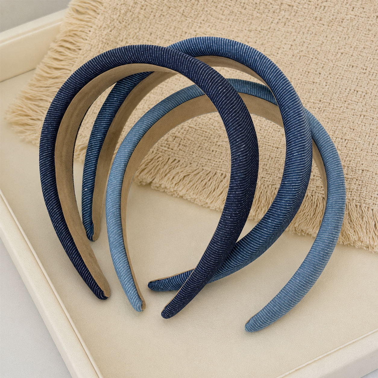 Denim thinly padded headband