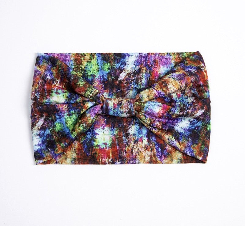 Multicoloured tie dye 2-way knotted bandanna hair band