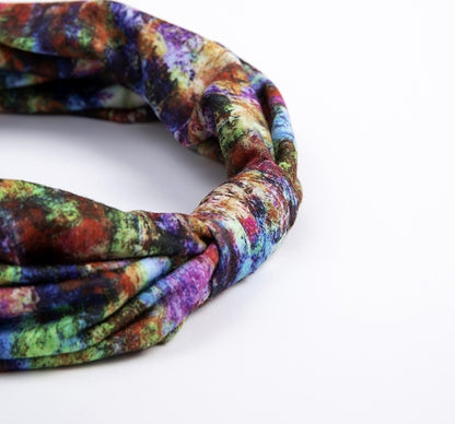 Multicoloured tie dye 2-way knotted bandanna hair band
