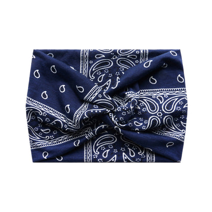 Paisley print super wide twist front stretchy headband