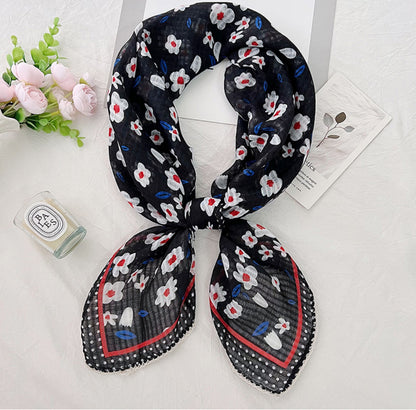 Lace edged flowers print large square scarf