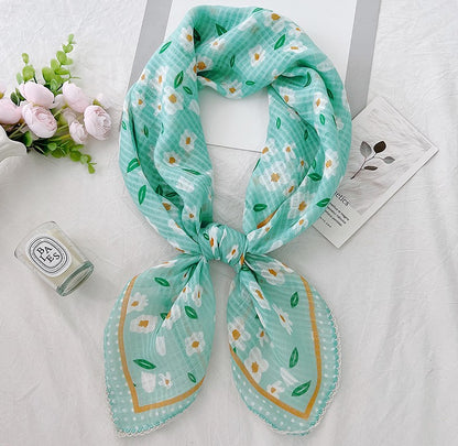 Lace edged flowers print large square scarf