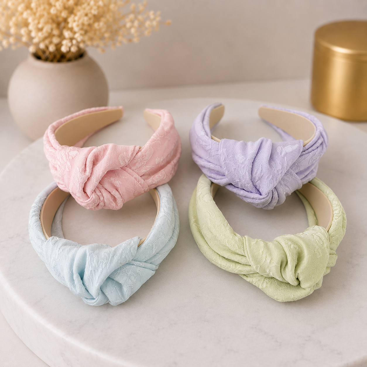Embroidered floral knotted headband