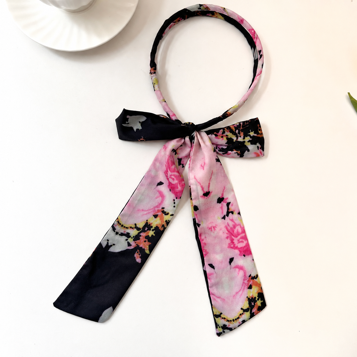 Double warp floral headband with scarf