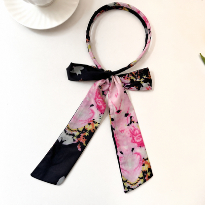 Double warp floral headband with scarf