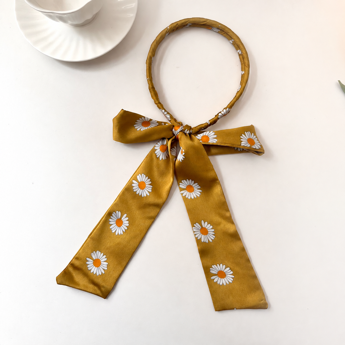 Double warp floral headband with scarf