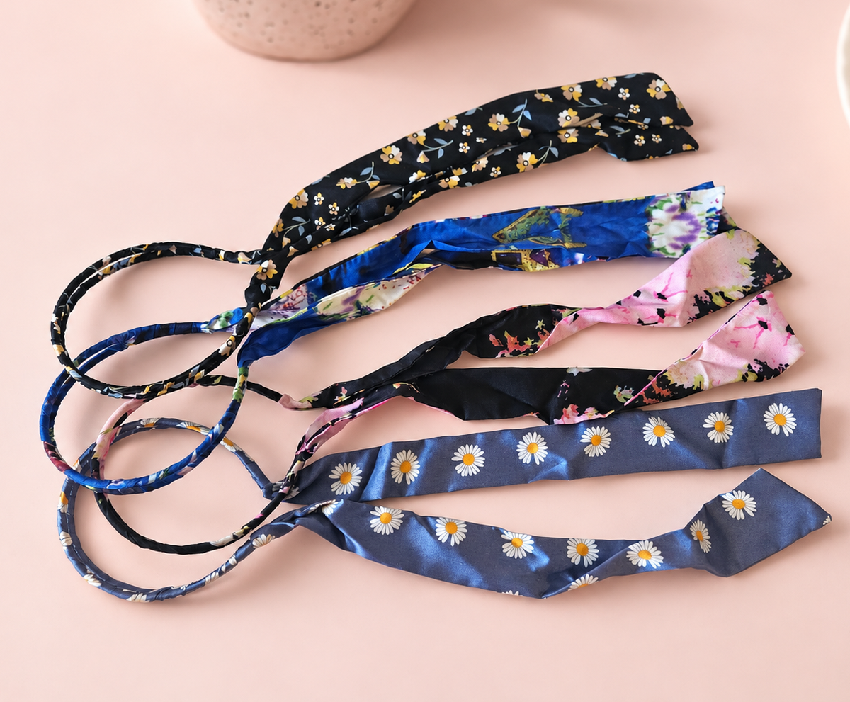 Double warp floral headband with scarf
