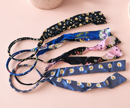 Double warp floral headband with scarf