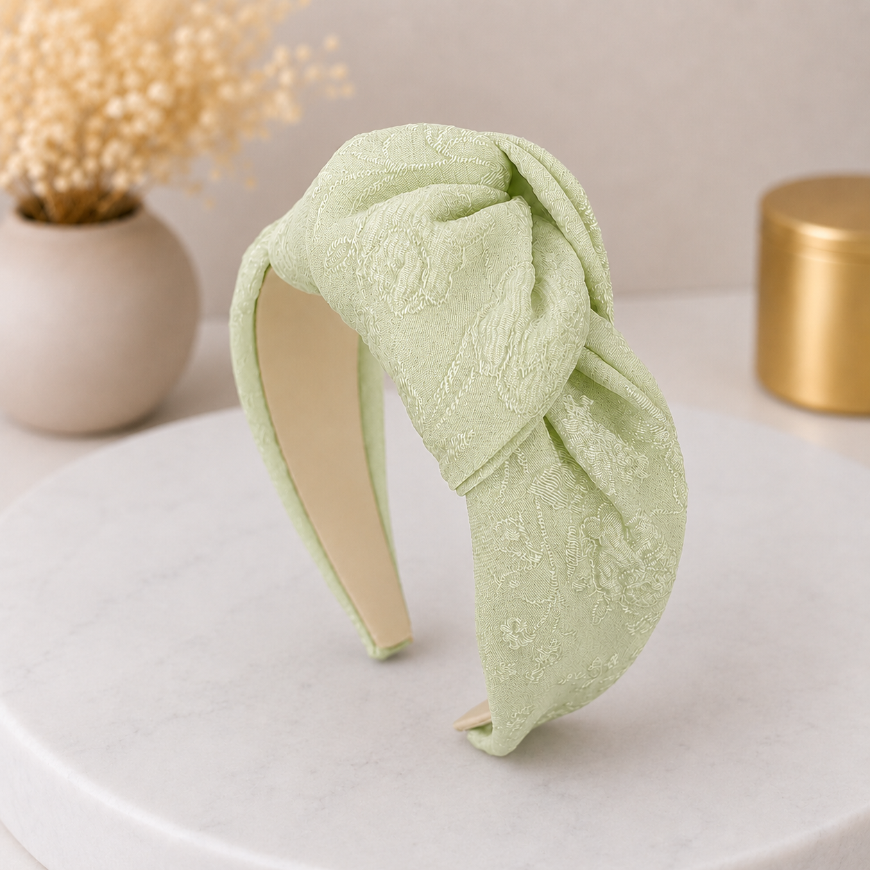 Embroidered floral knotted headband