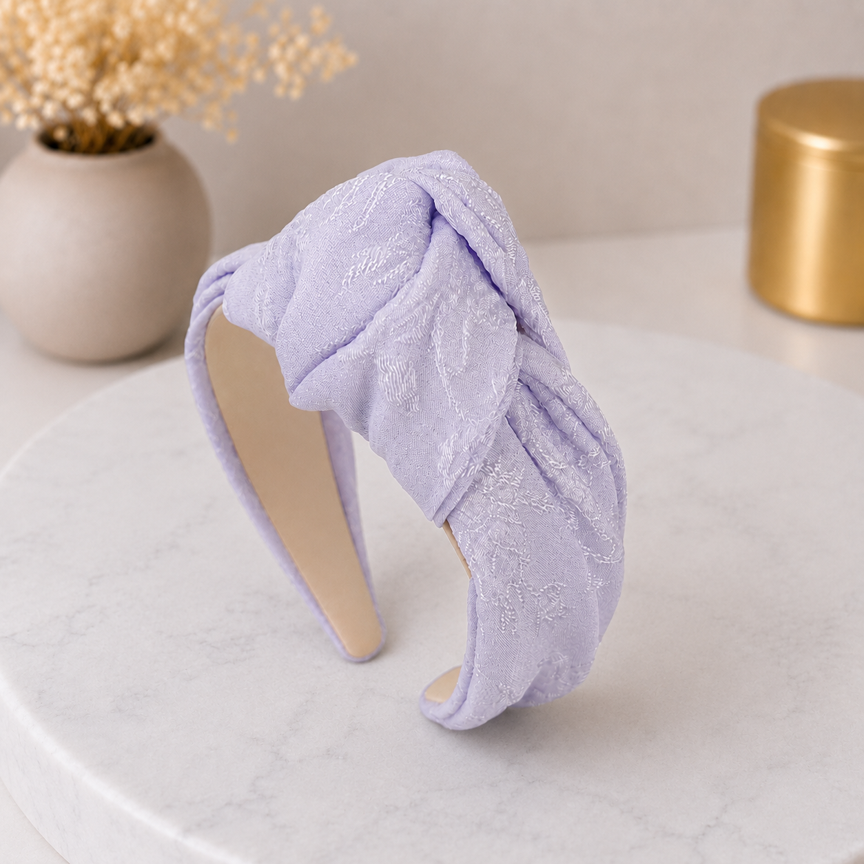 Embroidered floral knotted headband