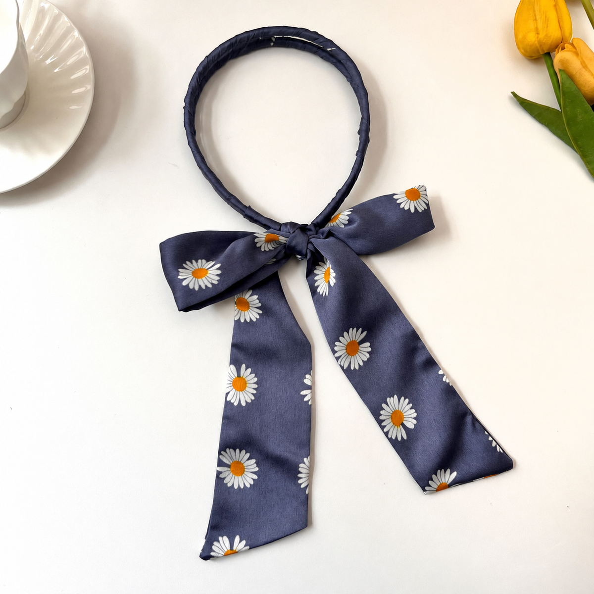 Double warp floral headband with scarf