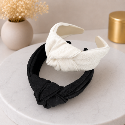 Embroidered floral knotted headband