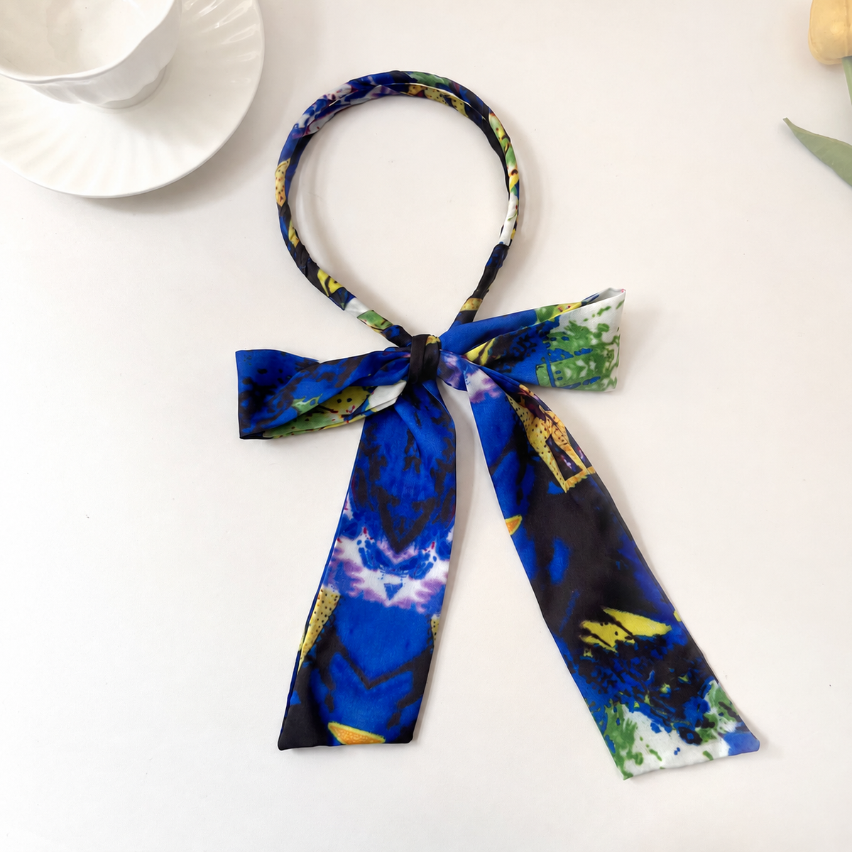 Double warp floral headband with scarf