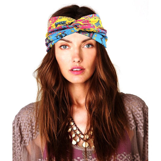 Multicoloured thin twist front stretchy headband