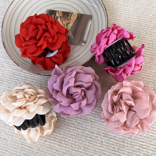Fabric roses hair claw