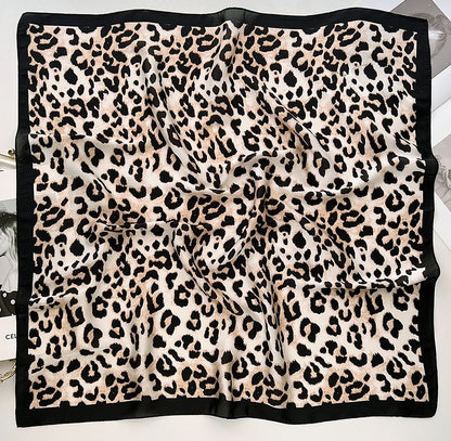 Black beige leopard square scarf