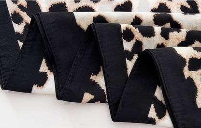 Black beige leopard square scarf