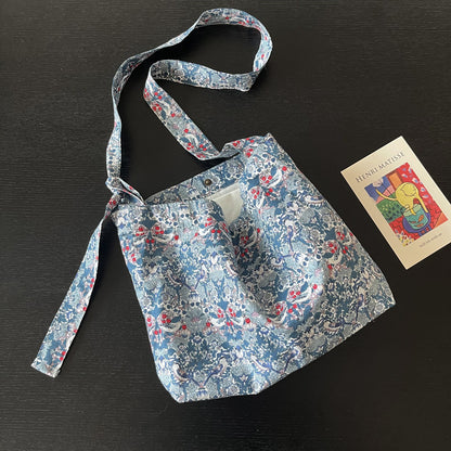 Strawberry lover liberty cotton small tote bag / shoulder bag