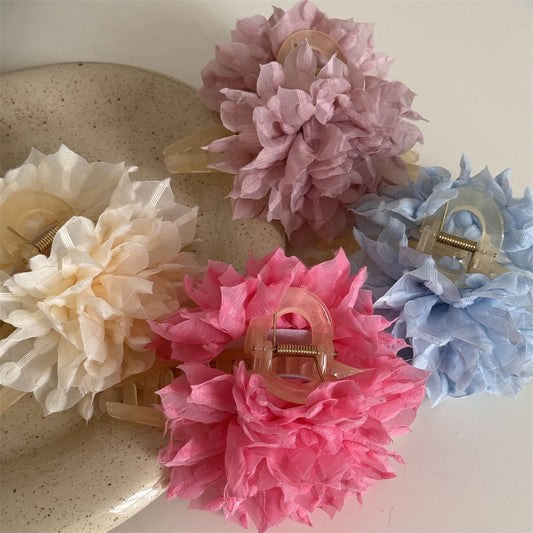 Chiffon flowers large hair claw