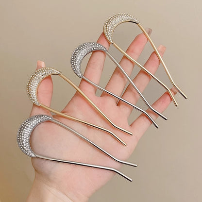 Rhinestones metal hair fork
