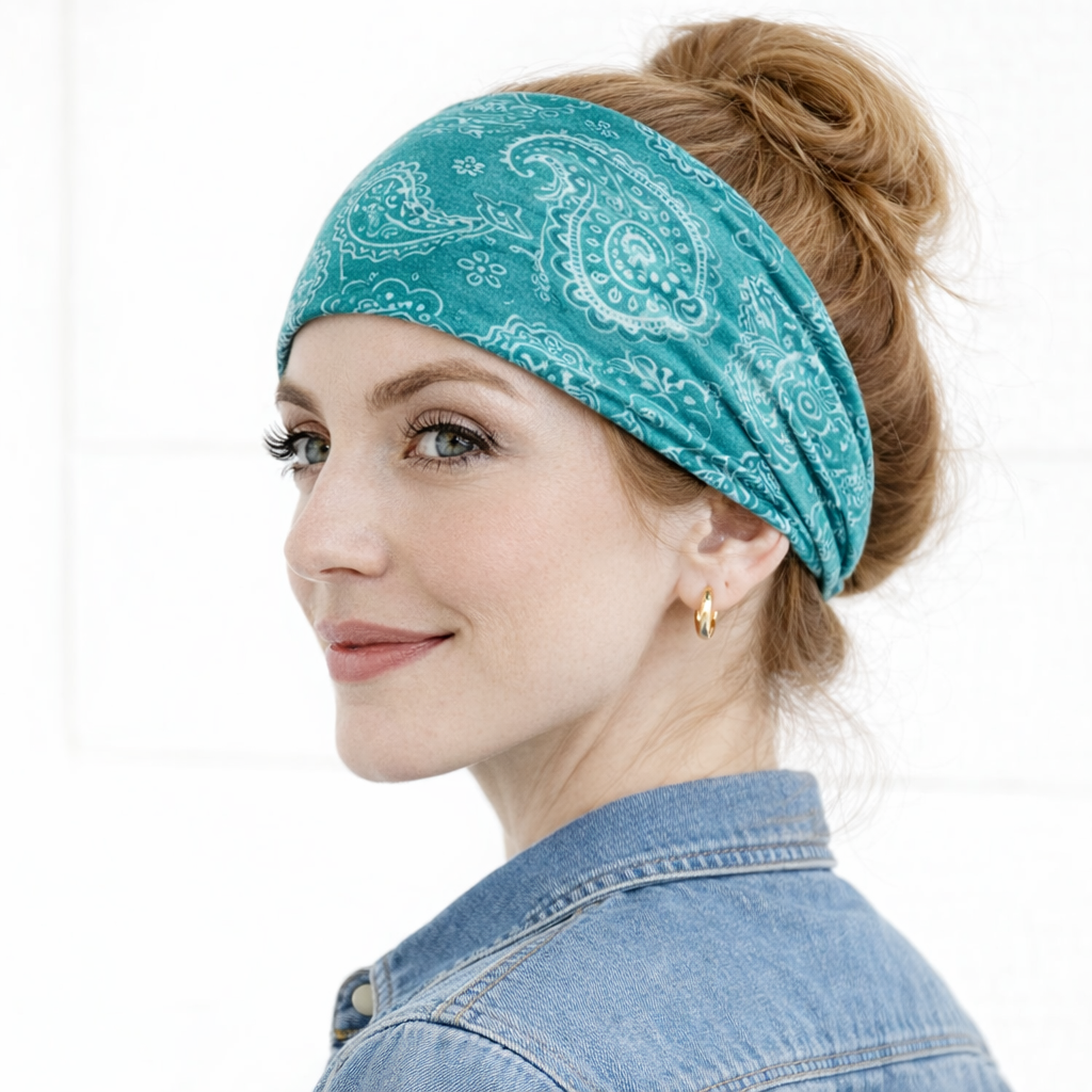 Tie-dye paisley print knotted bandanna headband